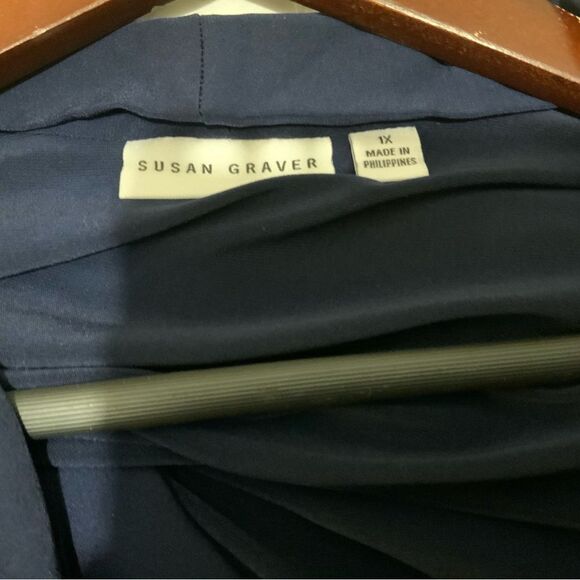 New Susan Graver Liquid Knit blue Open Cardigan size 1X - Picture 10 of 12